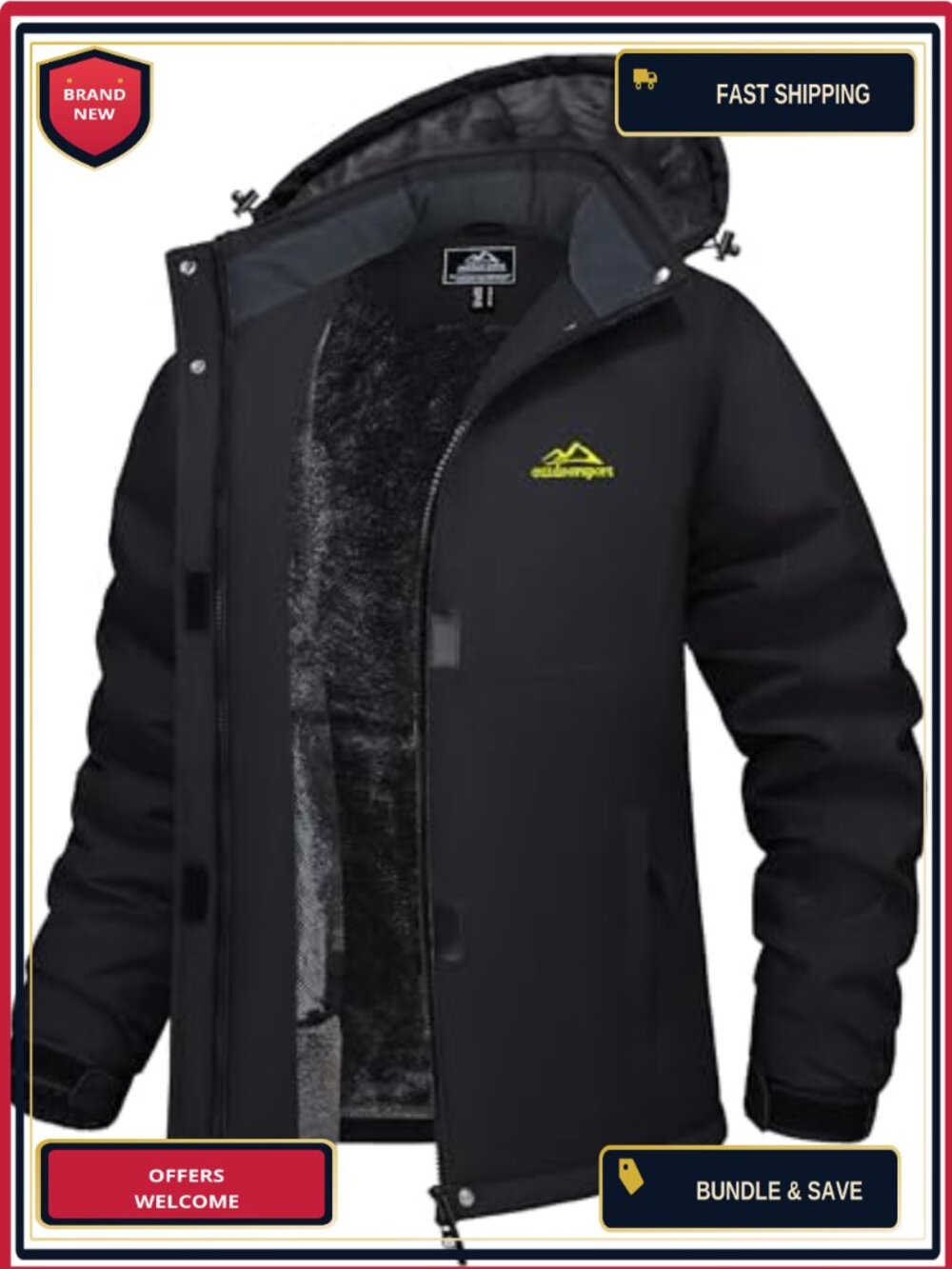 Waterproof Fleece Lined Winter Ski Jacket Women's Zip Up Warm Snow Coat